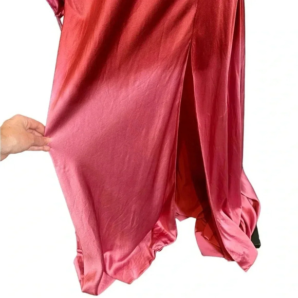 Alejandra Alonso Rojas Dip-Dye Silk One-Shoulder Asymmetrical Gown with/ Train - Picture 10 of 16